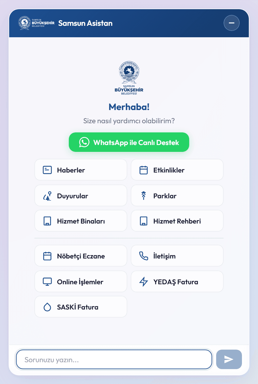 Samsun Municipality AI Assistant screenshot 2